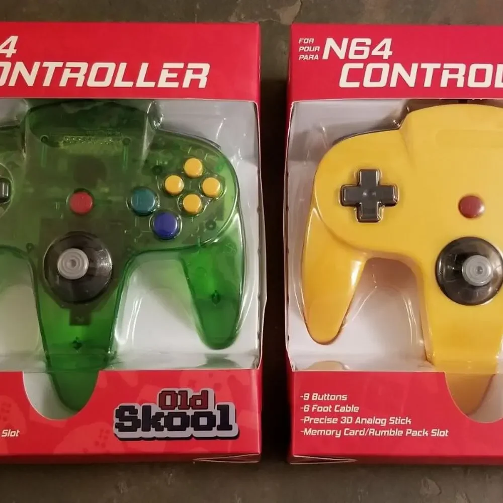 2 N64 Controllers - Yellow & Jungle Green (NEW) - Nintendo64 - Funtastic